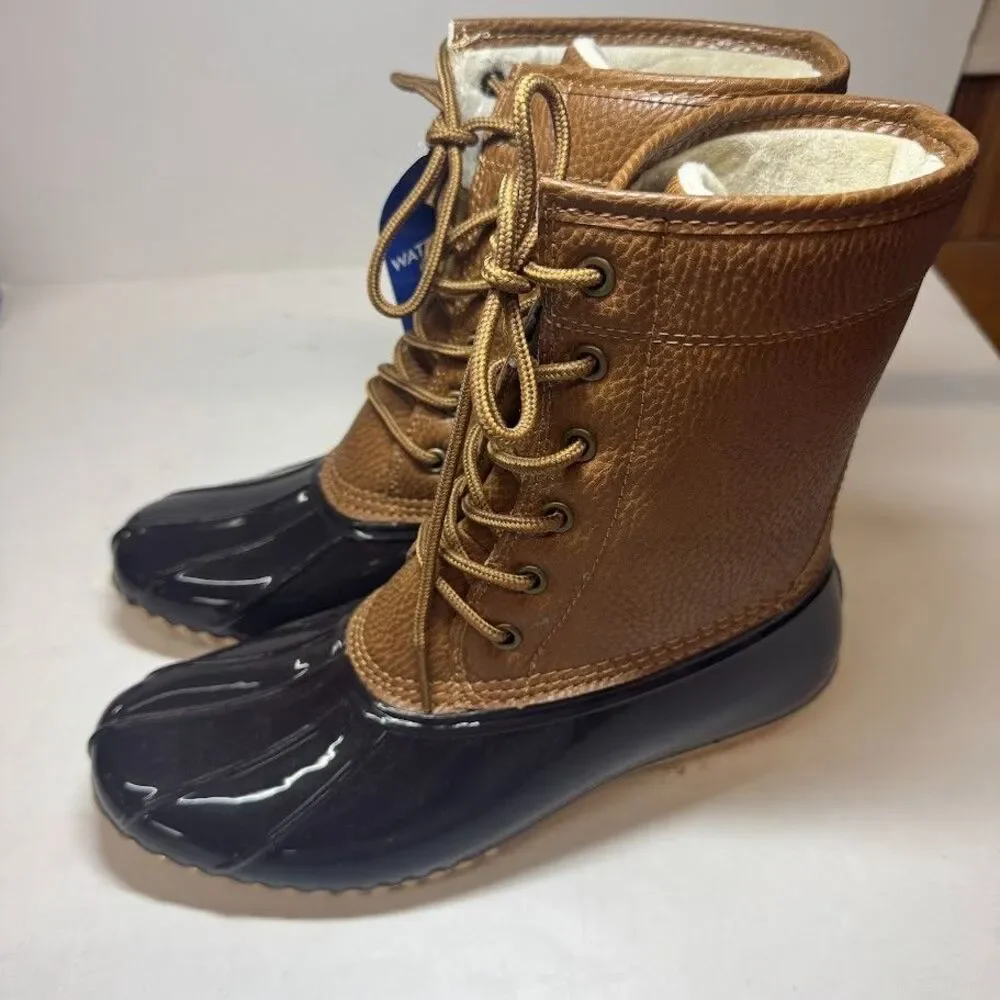 JBU Womens 7 M Chocolate Brown Leather Waterproof Lace Up Boots NIB KC6